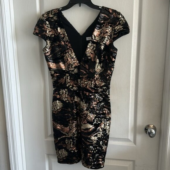 Dress the population Sequin Evening Dress Brown Sz. L - Picture 7 of 8